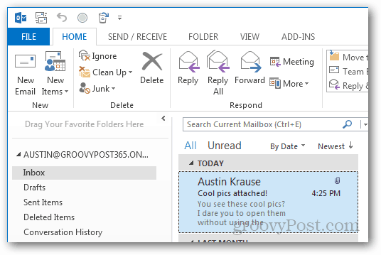 Outlook-Startbildschirm