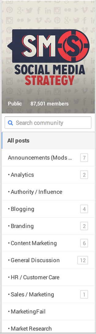 Liste der Google + Diskussionskategorien