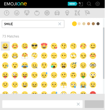 Klicken Sie auf das Einhornsymbol, um die EmojiOne-Bibliothek von EmojiOne zu öffnen.