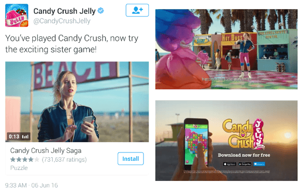 Candy Crush Twitter Video-Anzeige