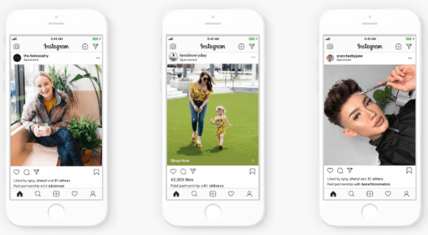  Instagram stellt Markenwerbung für alle Werbetreibenden bereit, sodass Marken Anzeigen mit organischen Posts der Influencer erstellen können, mit denen sie Beziehungen unterhalten.