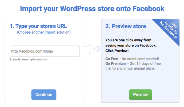 Geben Sie die URL Ihrer E-Commerce-Seite ein, um Ihren Shop mit Facebook zu verbinden.