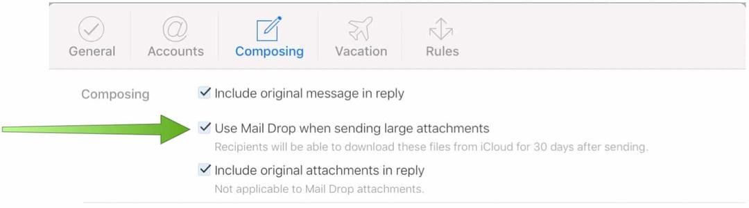 Aktivieren Sie Mail Drop