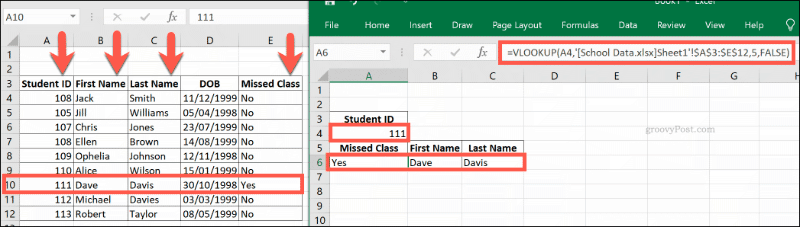Eine VLOOKUP-Formel, die auf mehrere Excel-Arbeitsmappen verweist