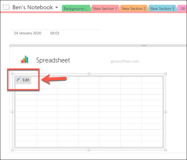 Bearbeiten Sie eine neue Excel-Tabelle in OneNote