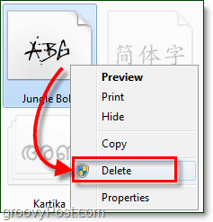 Löschen Sie eine Schriftart aus Windows 7, um sie zu entfernen und zu deinstallieren