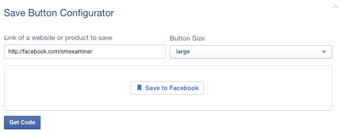 Facebook-Schaltfläche Speichern auf Seite gesetzt