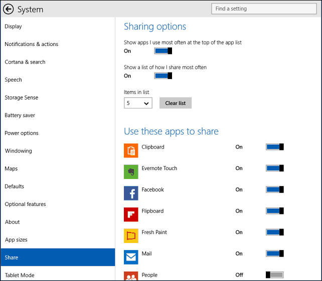 Freigabeoptionen Windows 10