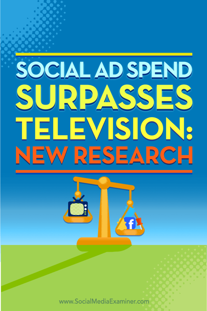 Soziale Werbeausgaben übertreffen Fernsehen: Neue Forschung: Social Media Examiner