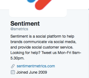 Kundendienstzeiten in Twitter Bio