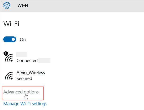 Erweiterte Einstellungen WiFi