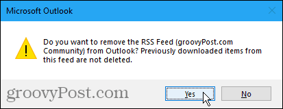 Dialogfeld zur Bestätigung des RSS-Feeds entfernen