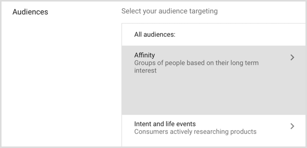 Google AdWords erstellt eine benutzerdefinierte Affinitätsgruppe