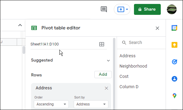 Pivot-Tabellen-Editor
