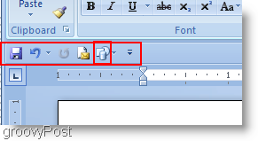 Microsoft Word 2007-Formen wurden dem Schnellzugriffsmenü hinzugefügt und unter die Multifunktionsleiste verschoben