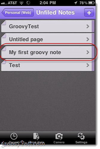OneNote Unfiled Notes im iPhone