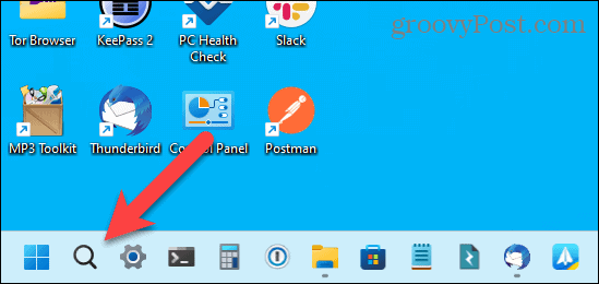 Suchsymbol nur in der Taskleiste in Windows 11