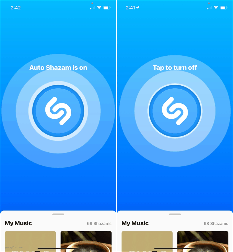 Auto Shazam Ein und Aus