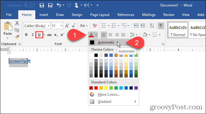 Ändern Sie die Formatierung von Text in Word