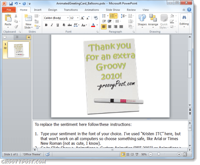 Groovige E-Card-Vorlage in Powerpoint 2010