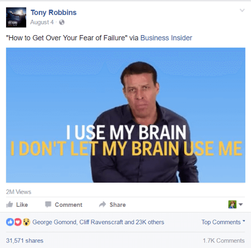 Tony Robbins Facebook-Post