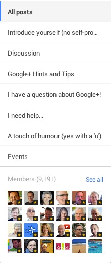 Google Plus Community-Kategorien