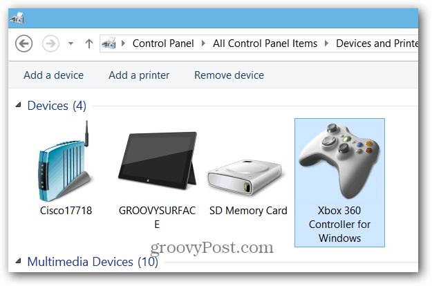 Xbox Controller-Geräte und -Drucker