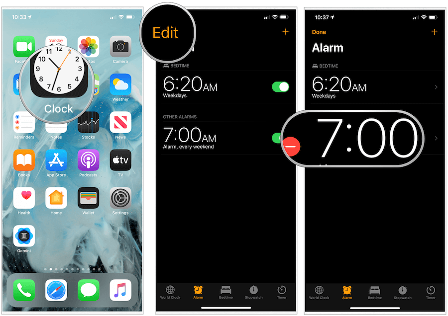 Alarm zum Ändern der Uhr-App