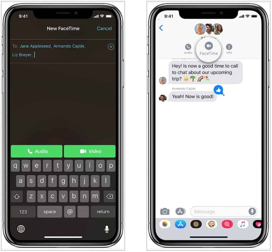 Gruppieren Sie FaceTime unter iOS
