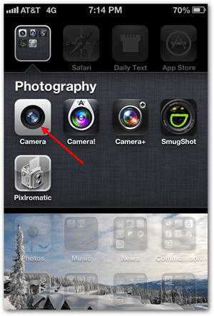 Nehmen Sie ein iPhone iOS-Panoramafoto auf - Tippen Sie auf Kamera
