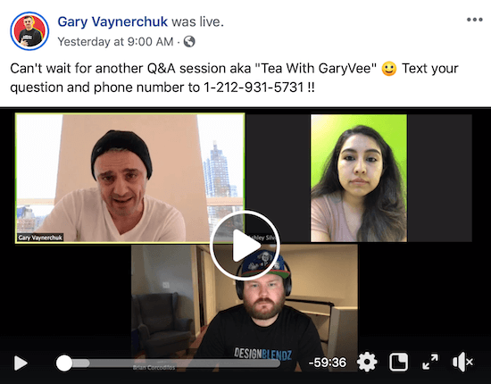 Facebook Live von Gary Vaynerchuk