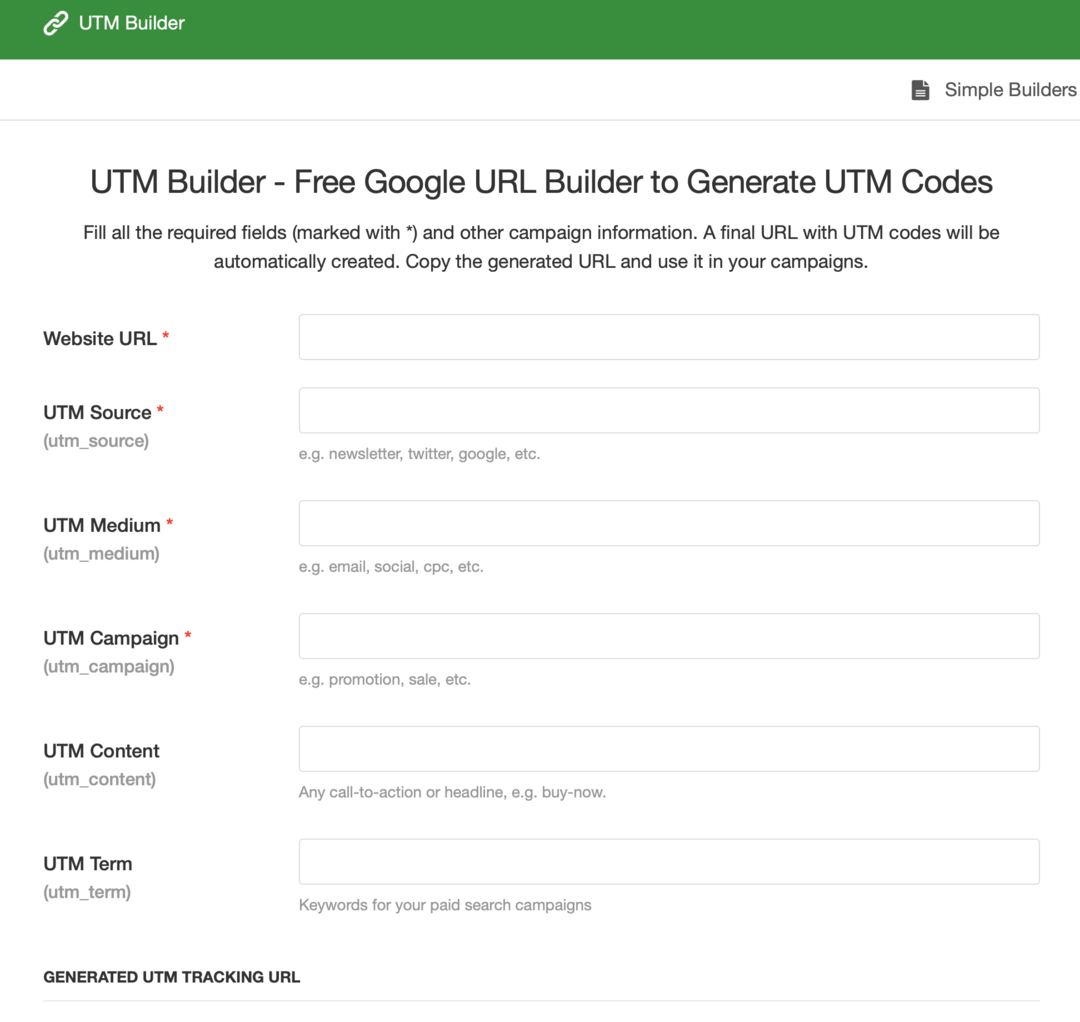 Bild des UTM Builder-Formulars