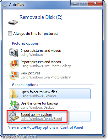Autplay einer SD-Karte in Readyboost von Windows 7