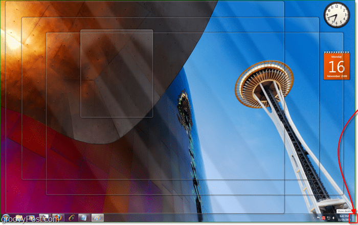 aero peek macht alle aktiven Windows 7-Fenster transparent
