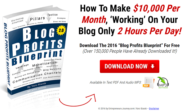 Der Blog Profit Blueprint ist ein kostenloser Bericht, in dem sich Leser für Yaros E-Mails entscheiden können. 