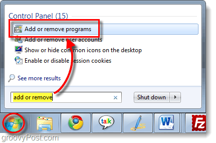 Hinzufügen oder Entfernen von Programmen in Windows 7