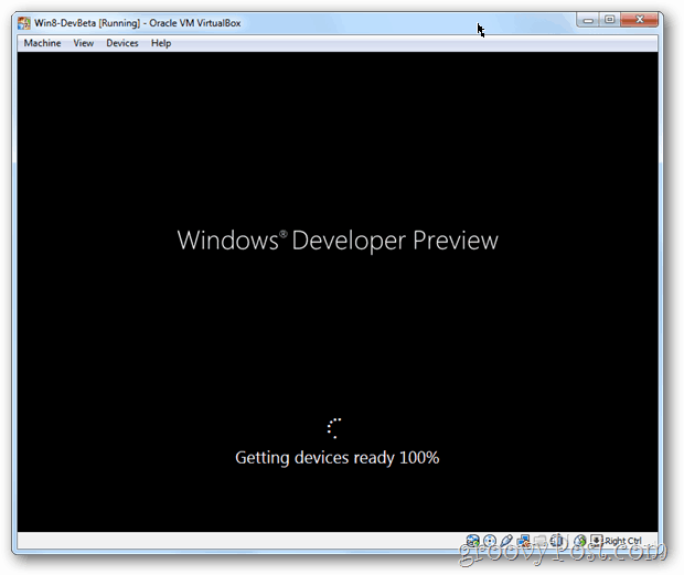 VirtualBox Windows 8-Startbildschirm nach der Installation