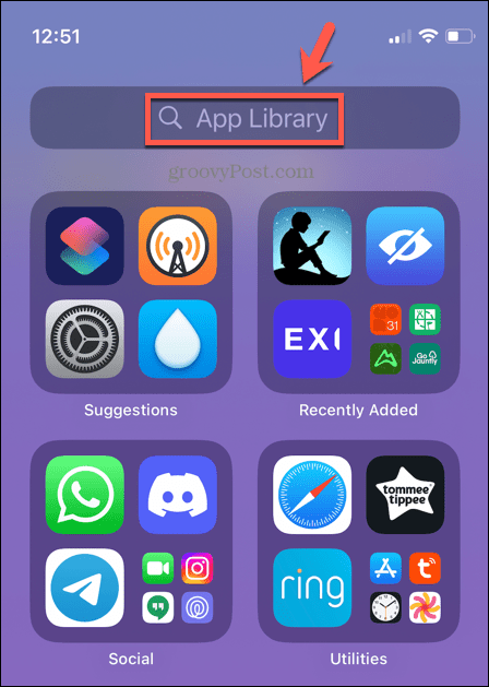 Suche in der iPhone-App-Bibliothek