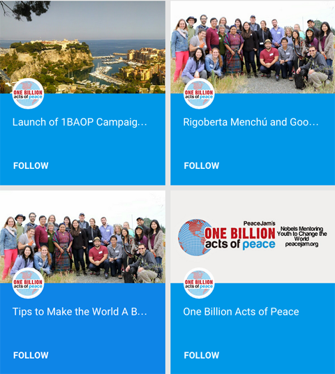 1 Milliarde Friedensakte Google + Sammlungen