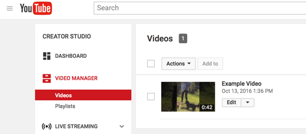 Sie finden den Video Manager im Creator Studio von YouTube.