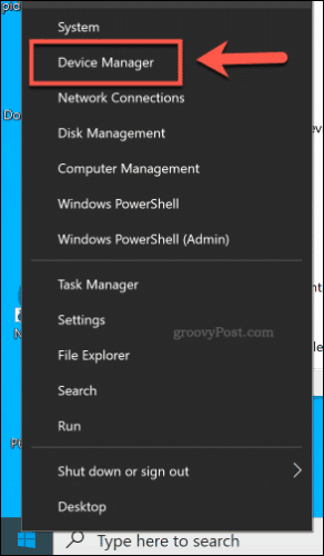 Zugriff auf den Geräte-Manager über das Startmenü unter Windows 10