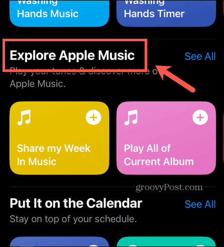 Shortcuts-Galerie Apple Music erkunden