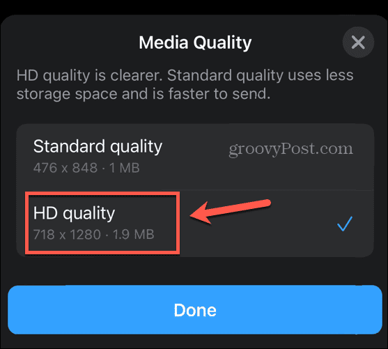 WhatsApp HD-Qualität