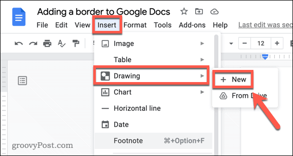 Einfügen einer neuen Google Docs-Zeichnung