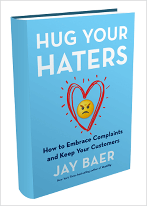 Dies ist ein Screenshot des Buchumschlags für Hug Your Haters von Jay Baer.