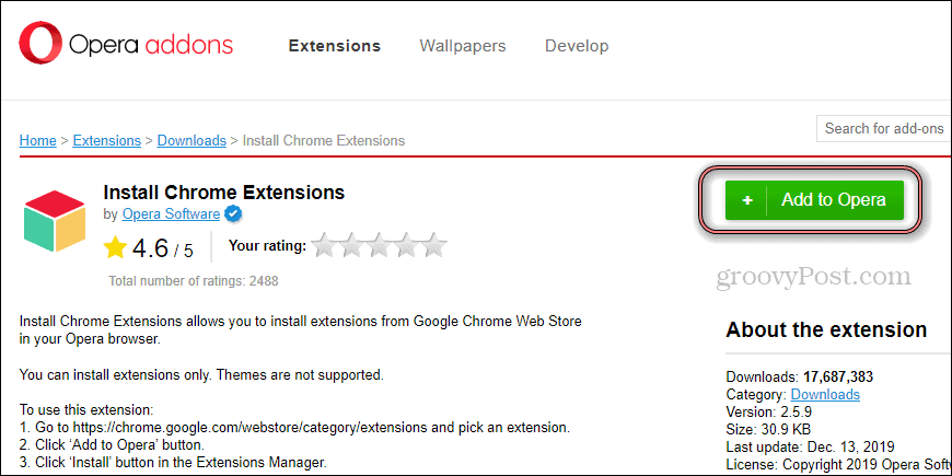 Opera Install Chrome Extension installieren
