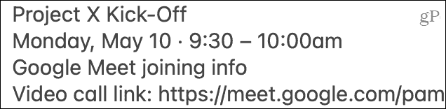 Google Meet-Einladung einfügen