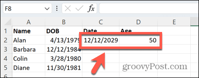 Excel-Ergebnis für ein bestimmtes Datum