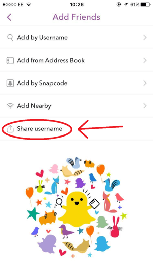 Snapchat teilen Benutzername