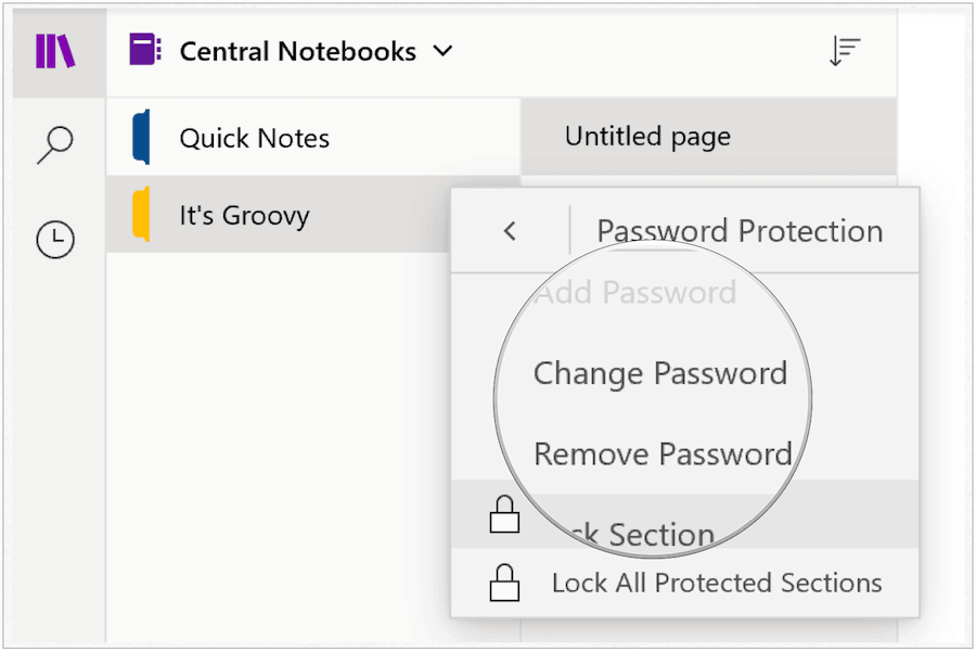 One Note Passwort ändern
